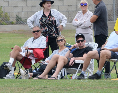 Christina Hall and Tarek El Moussa at Son's Soccer Game in Los Angeles