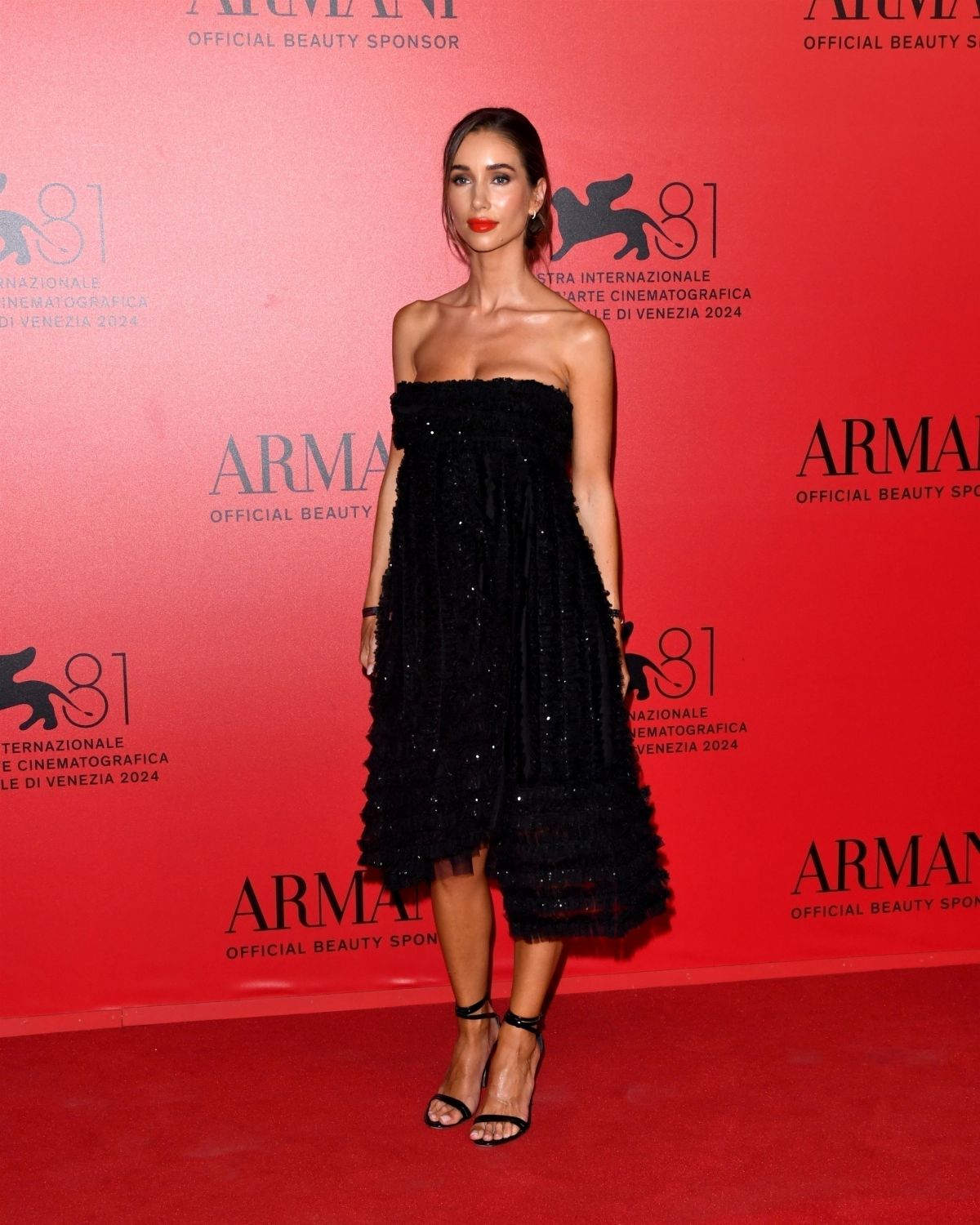 Emilie Tommerberg at armani beauty dinner photocall at 81st venice international film festival