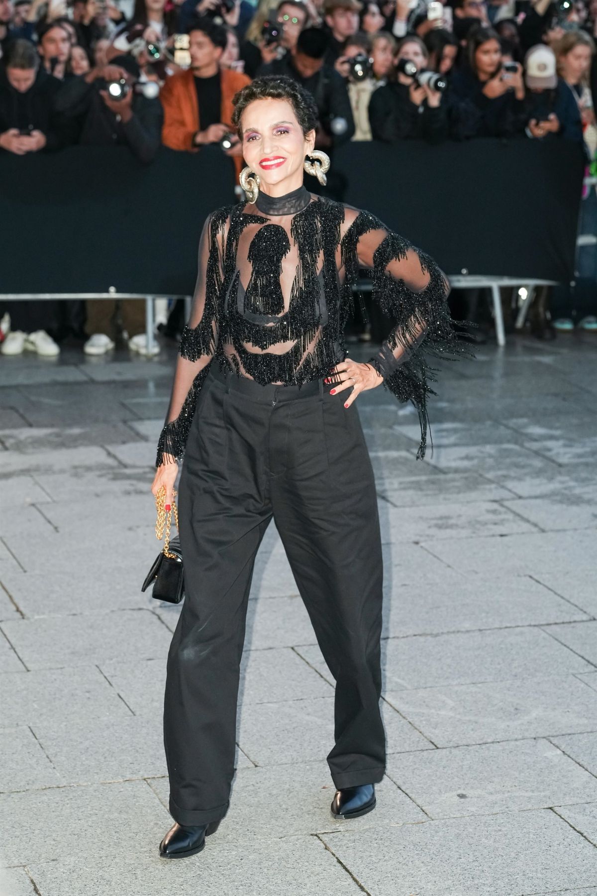 Farida Khelfa at Schiaparelli Spring-Summer Show at Paris Fashion Week, September 2024