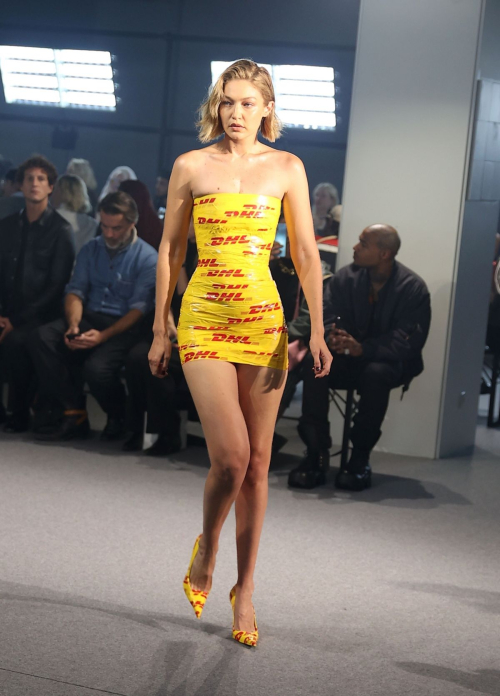 Gigi Hadid in DHL Packing Tape at Vetements Runway, Paris, September 2024 6