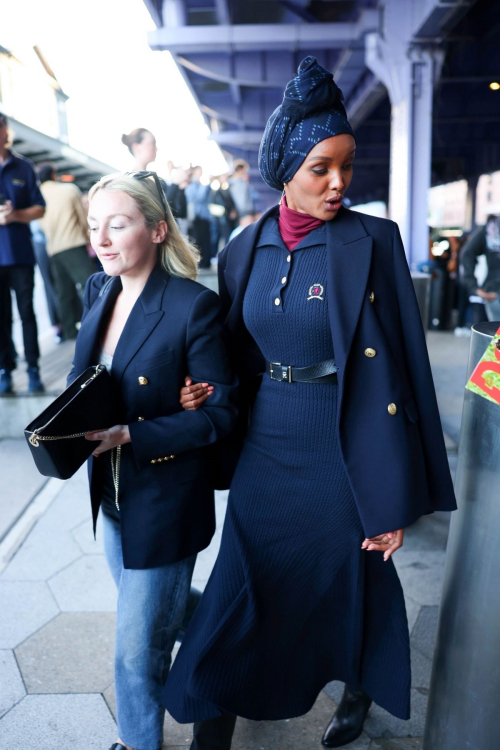 Halima Aden Arrives at Tommy Hilfiger Fashion Show in New York