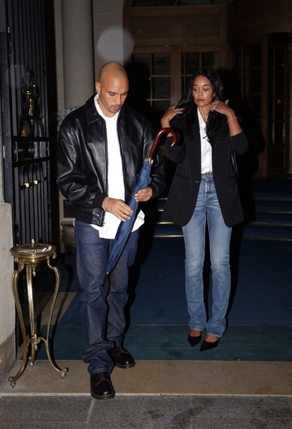 Laura Harrier and Sam Jarou Leave Their Hotel at Paris Fashion Week