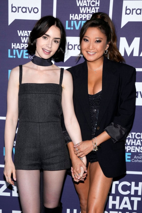 Lily Collins and Ashley Park at Watch What Happens Live