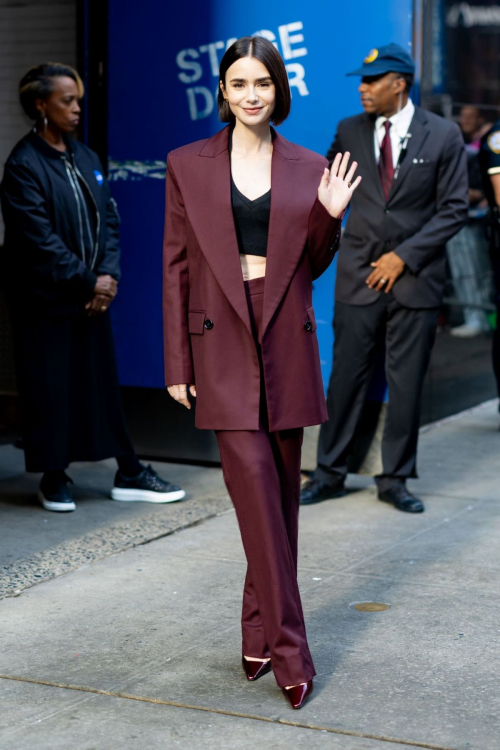 Lily Collins Arrives at Good Morning America in New York 2