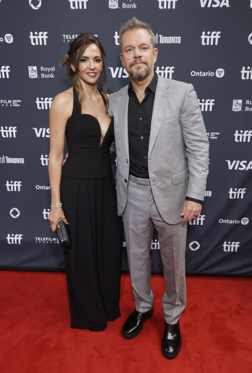 Luciana Barroso and Matt Damon at Unstoppable Premiere at 2024 TIFF in Toronto