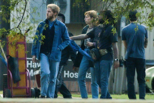 Maya Hawke and Caleb McLaughlin on the Set of Stranger Things 3