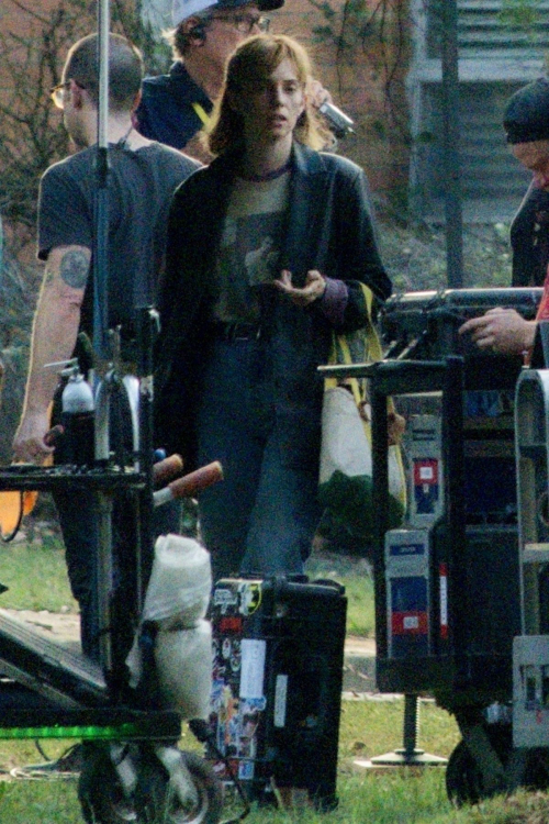 Maya Hawke and Caleb McLaughlin on the Set of Stranger Things 6