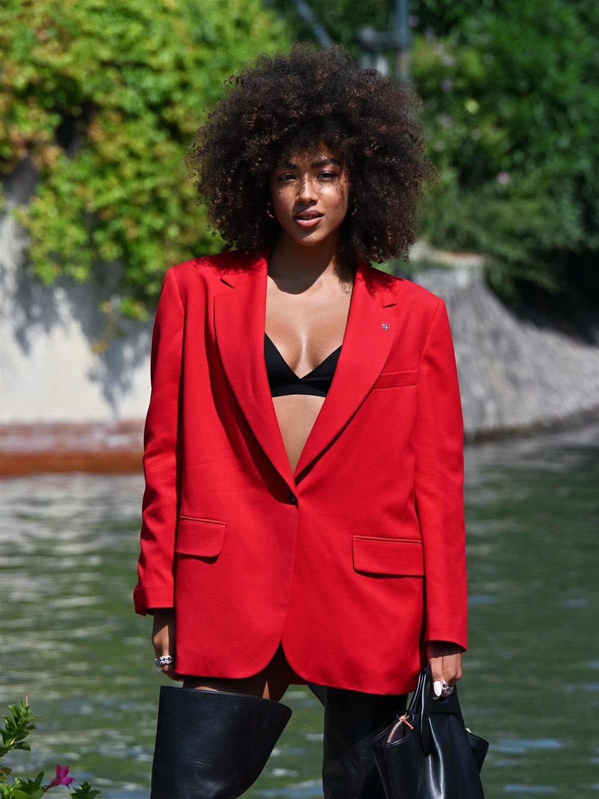 Mikaela Neaze Silva arrives at Hotel Excelsior for 81st Venice Film Festival