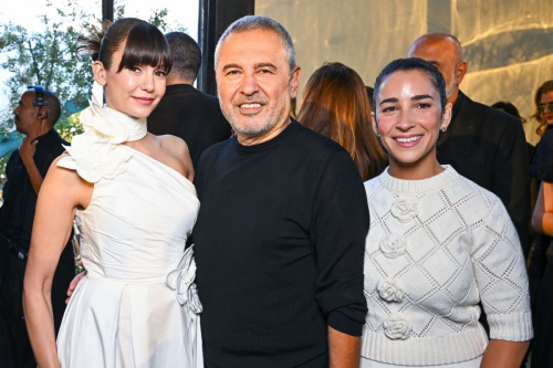 Nina Dobrev and Aly Raisman at Elie Saab SS25 Paris Fashion Week, September 2024 1