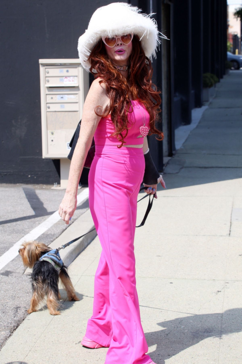 Phoebe Price Out in a Pink Ensemble with Her Dog in Los Angeles 3