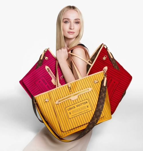 Sophie Turner for Louis Vuitton Neverfull Inside Out Handbags 2024