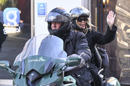 Amanda Holden Leaves Global Studios on a Motorcycle in London, October 2024 5