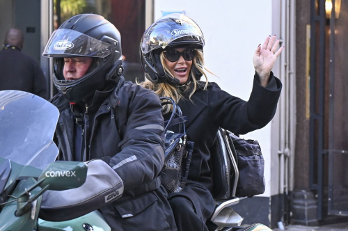 Amanda Holden Leaves Global Studios on a Motorcycle in London, October 2024 6