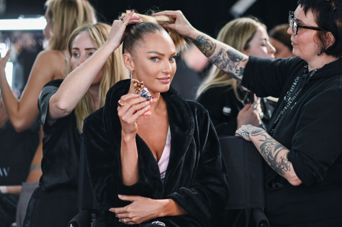 Candice Swanepoel Getting Ready for Victoria’s Secret Fashion Show October 2024