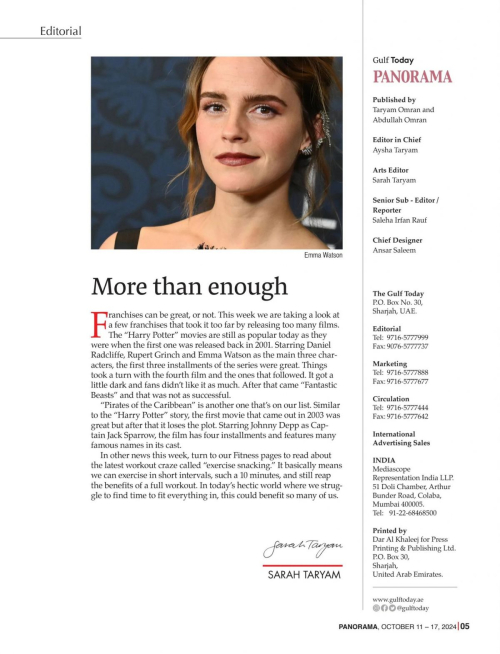 Emma Watson in Gulf Today Panorama, October 2024 4