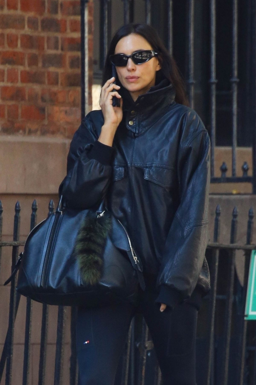 Irina Shayk in All Black Ensemble, October 2024