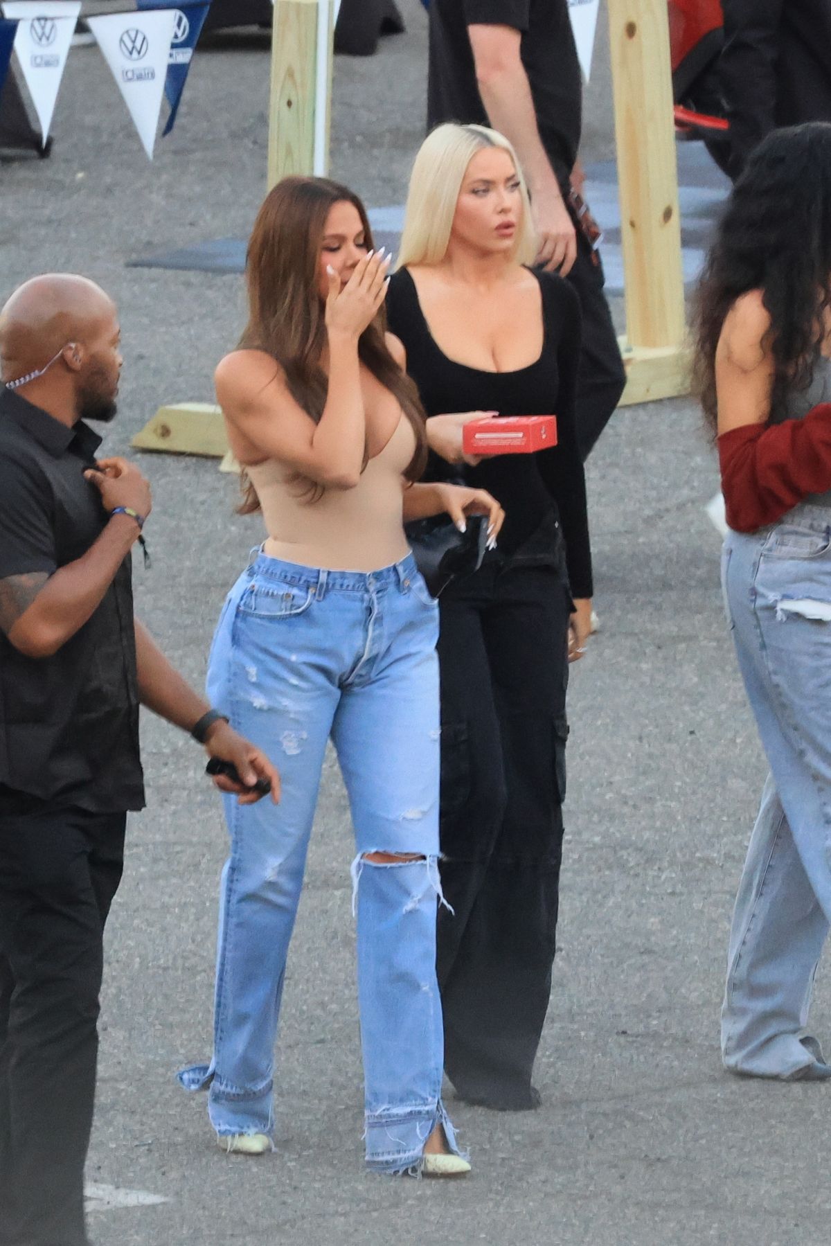 Kim and Khloe Kardashian at ChainFEST in Los Angeles, October 2024