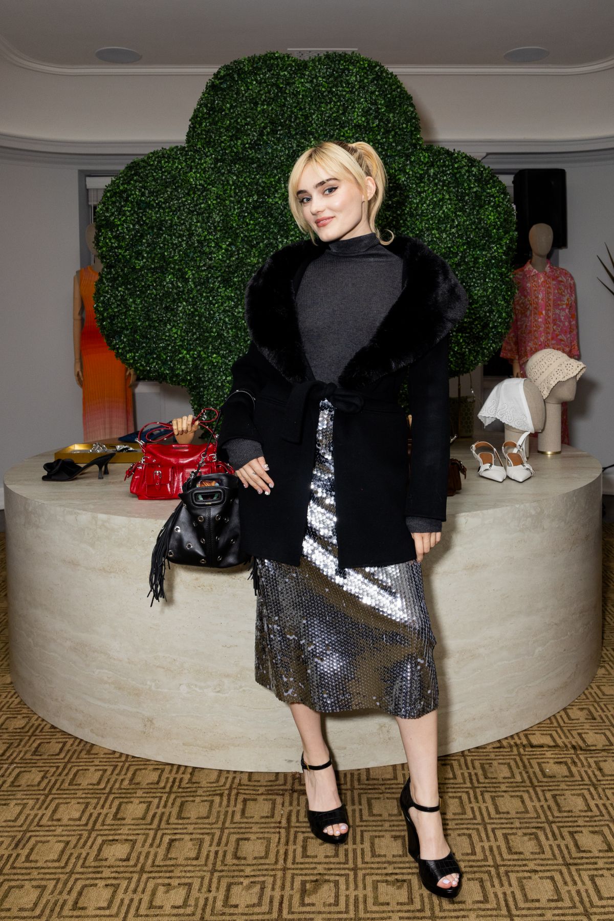 Meg Donnelly at Maje Previews SS25 Collection October 2024