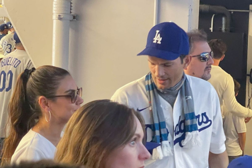 Mila Kunis and Ashton Kutcher at Dodgers World Series Game, October 2024 1