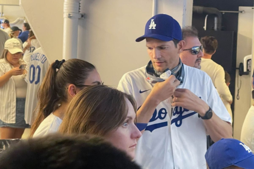 Mila Kunis and Ashton Kutcher at Dodgers World Series Game, October 2024 2