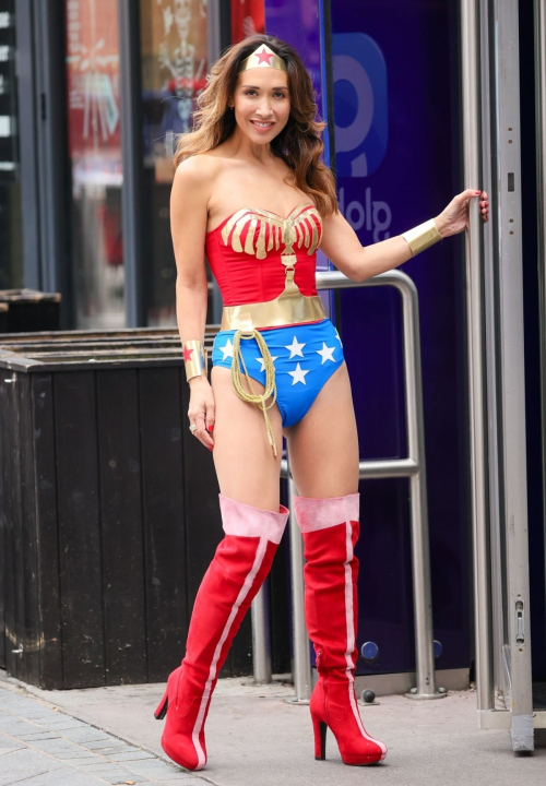 Myleene Klass Dresses as Wonder Woman Leaves Smooth Radio, Oct 2024 11