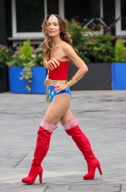 Myleene Klass Dresses as Wonder Woman Leaves Smooth Radio, Oct 2024 1