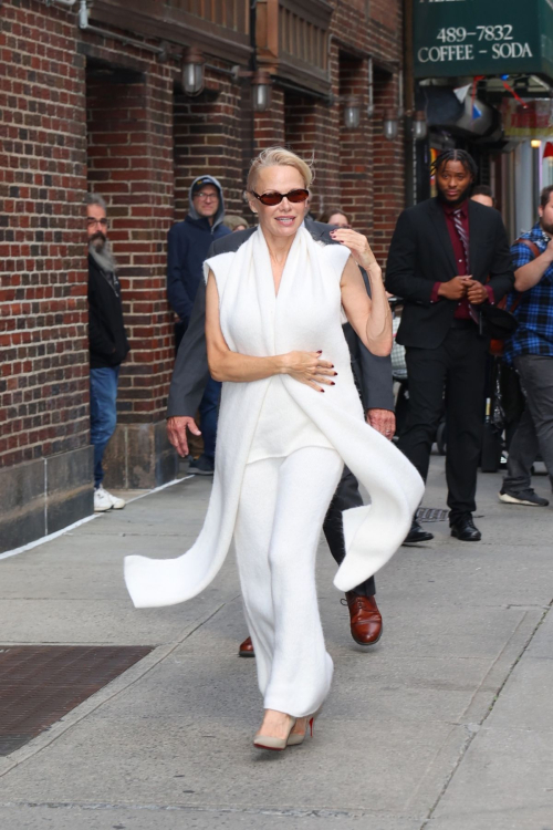 Pamela Anderson at Stephen Colbert Show in New York, October 2024 5