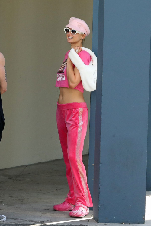 Paris Hilton All in Pink Giving Interview After Show, October 2024 3