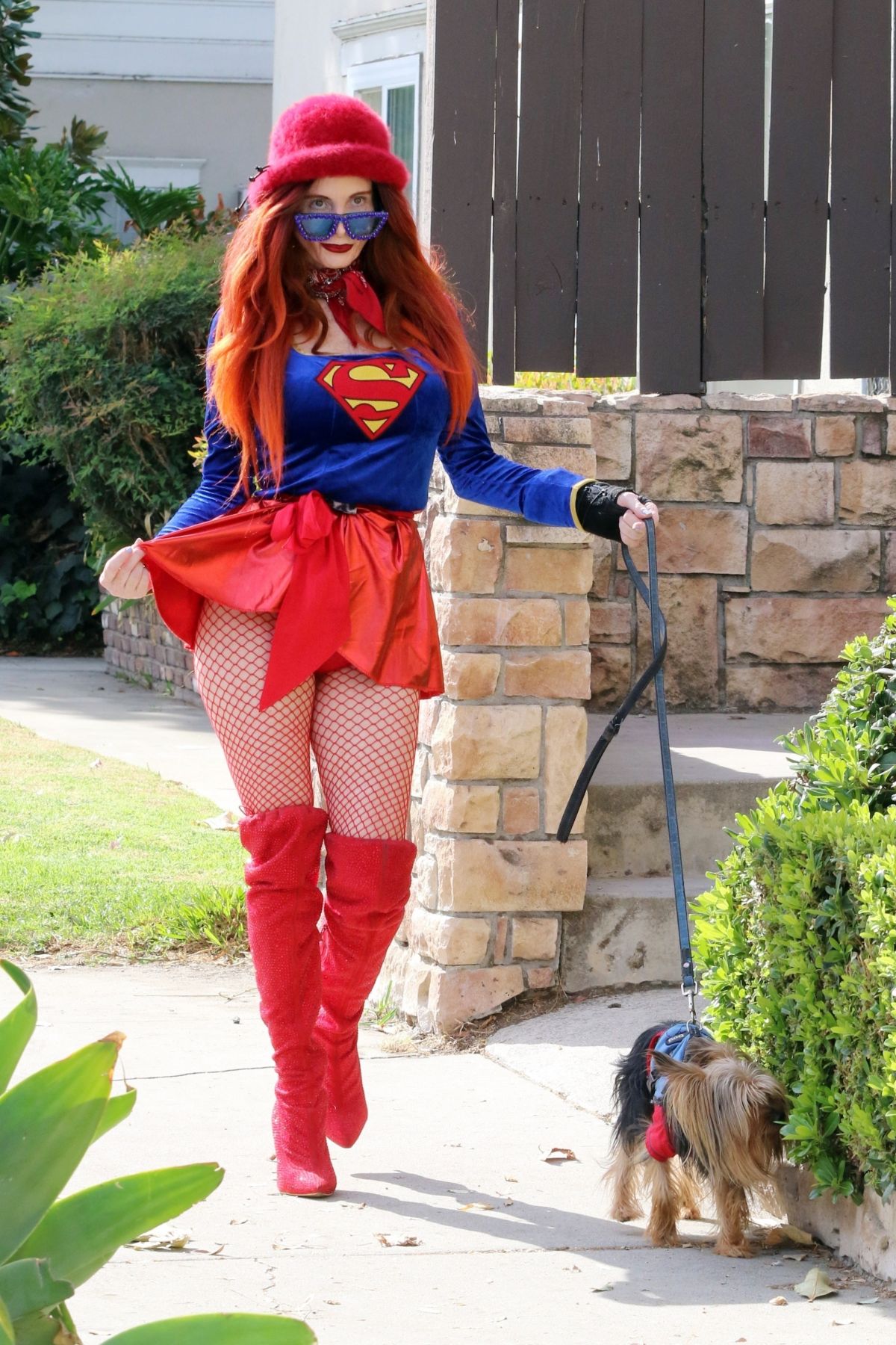 Phoebe Price in Supergirl Halloween Costume, October 2024