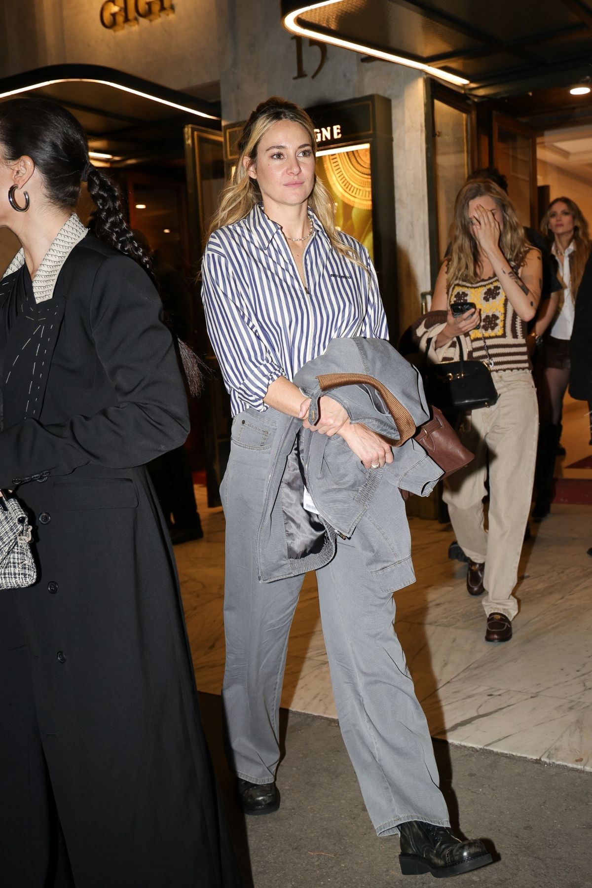 Shailene Woodley Arrives at Miu Miu After-party in Paris, October 2024