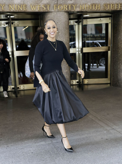 Tia Mowry Leaves NBC Rockefeller Studios in New York, October 2024