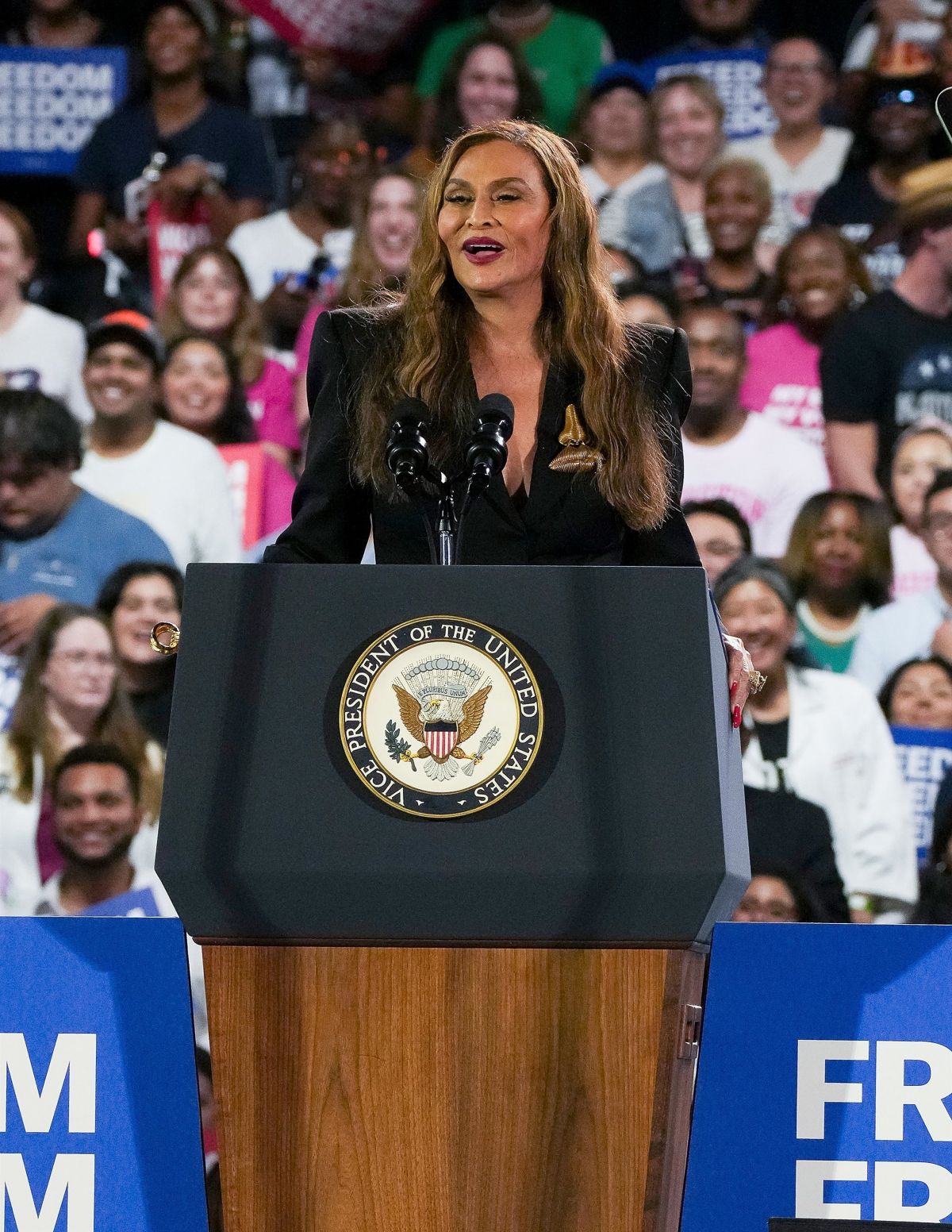 Tina Knowles at Campaign Rally in Houston, October 2024