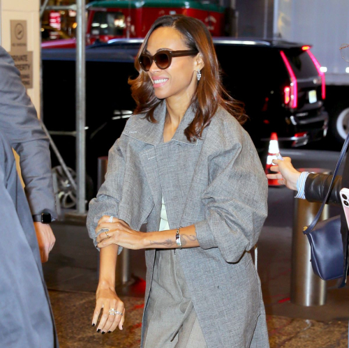 Zoe Saldana Arrives at CBS in New York October 2024 5