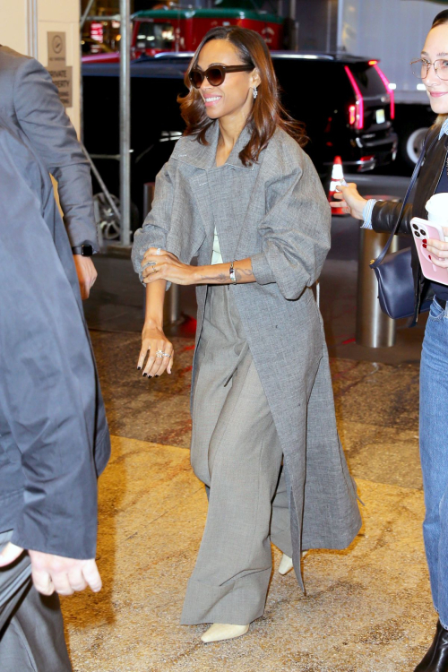 Zoe Saldana Arrives at CBS in New York October 2024 6