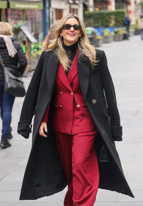 Ashley Roberts in Red Suit at Heart Radio, November 2024 1