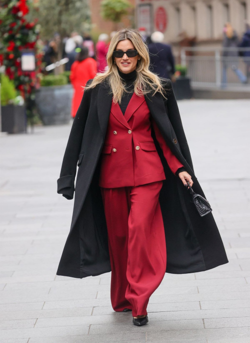 Ashley Roberts in Red Suit at Heart Radio, November 2024 2