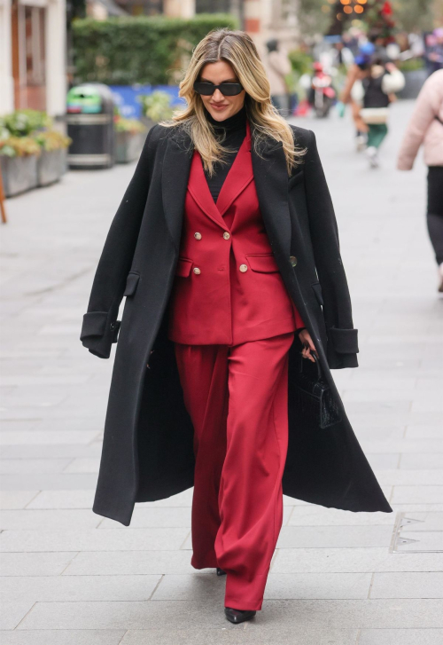 Ashley Roberts in Red Suit at Heart Radio, November 2024 3