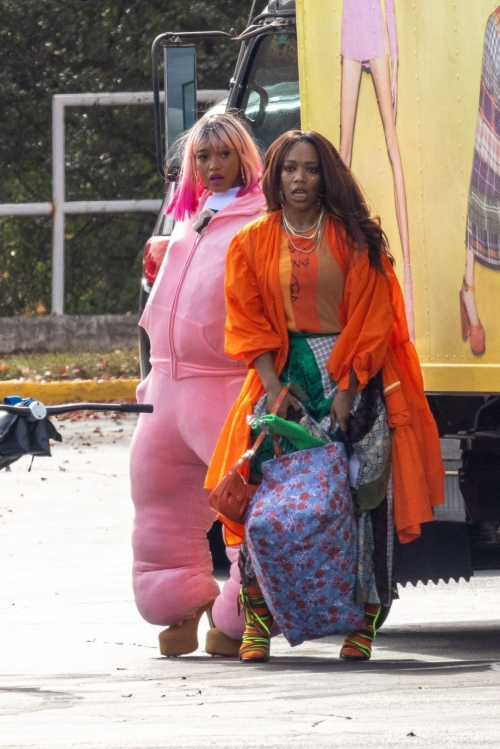 Keke Palmer and Naomi Ackie on Set of I Love Boosters, Oct 2024 2