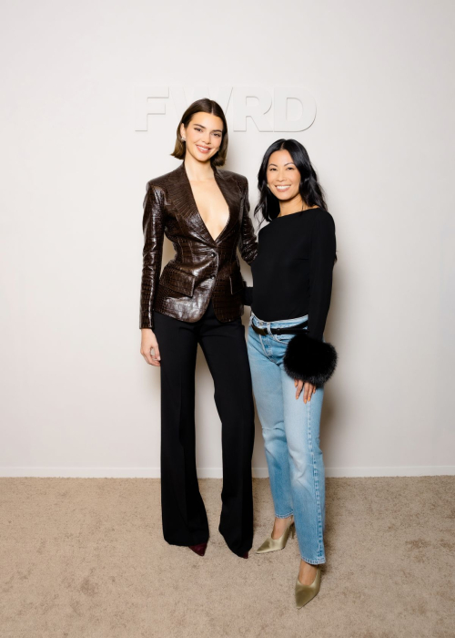 Kendall Jenner and Riassa Gerona at Revolve Holiday Shop, November 2024