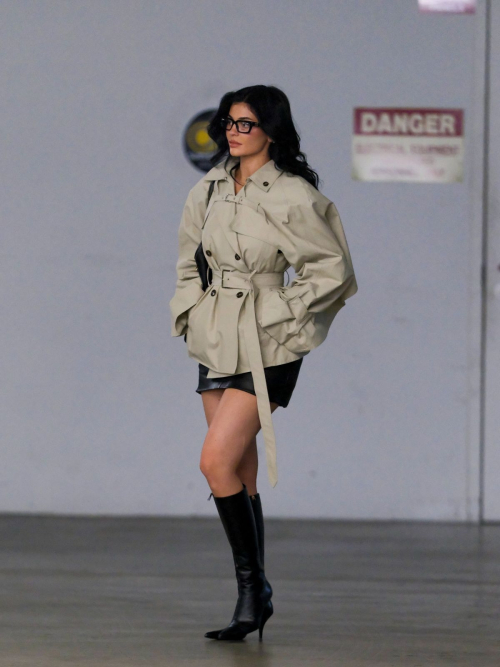 Kylie Jenner in Reading Glasses and Leather Mini-skirt, November 2024 1