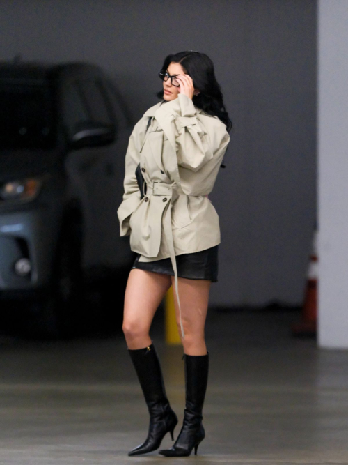 Kylie Jenner in Reading Glasses and Leather Mini-skirt, November 2024 2