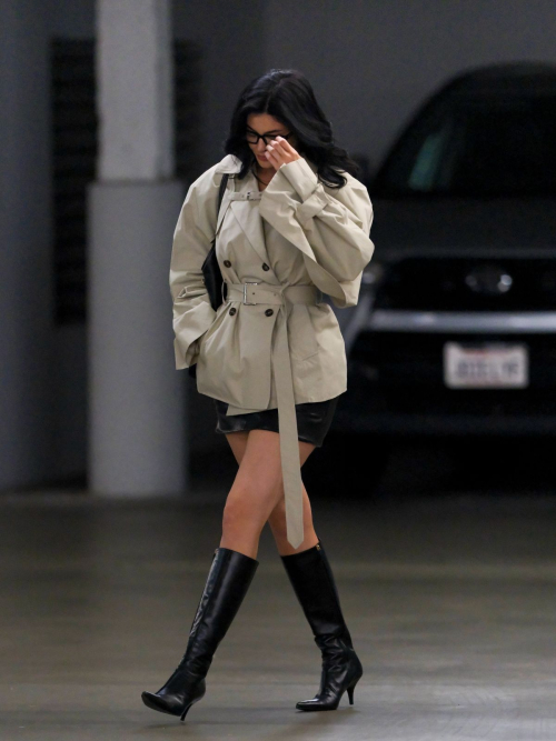 Kylie Jenner in Reading Glasses and Leather Mini-skirt, November 2024 3