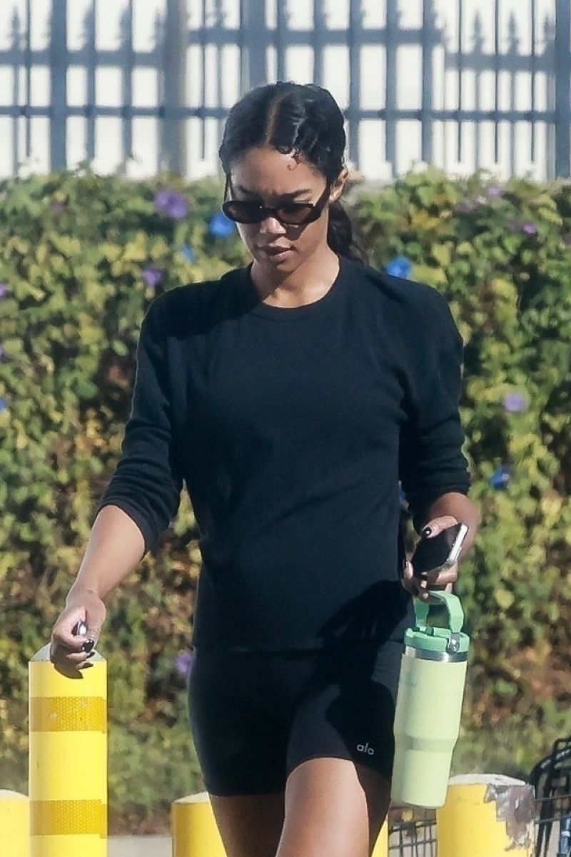 Laura Harrier at Morning Pilates Class, Los Feliz November 2024