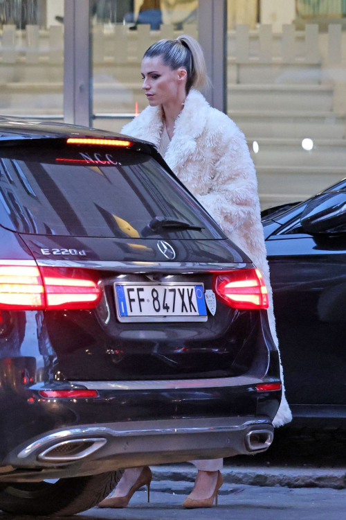 Michelle Hunziker in White Fake Fur Coat, Milan, November 2024 3