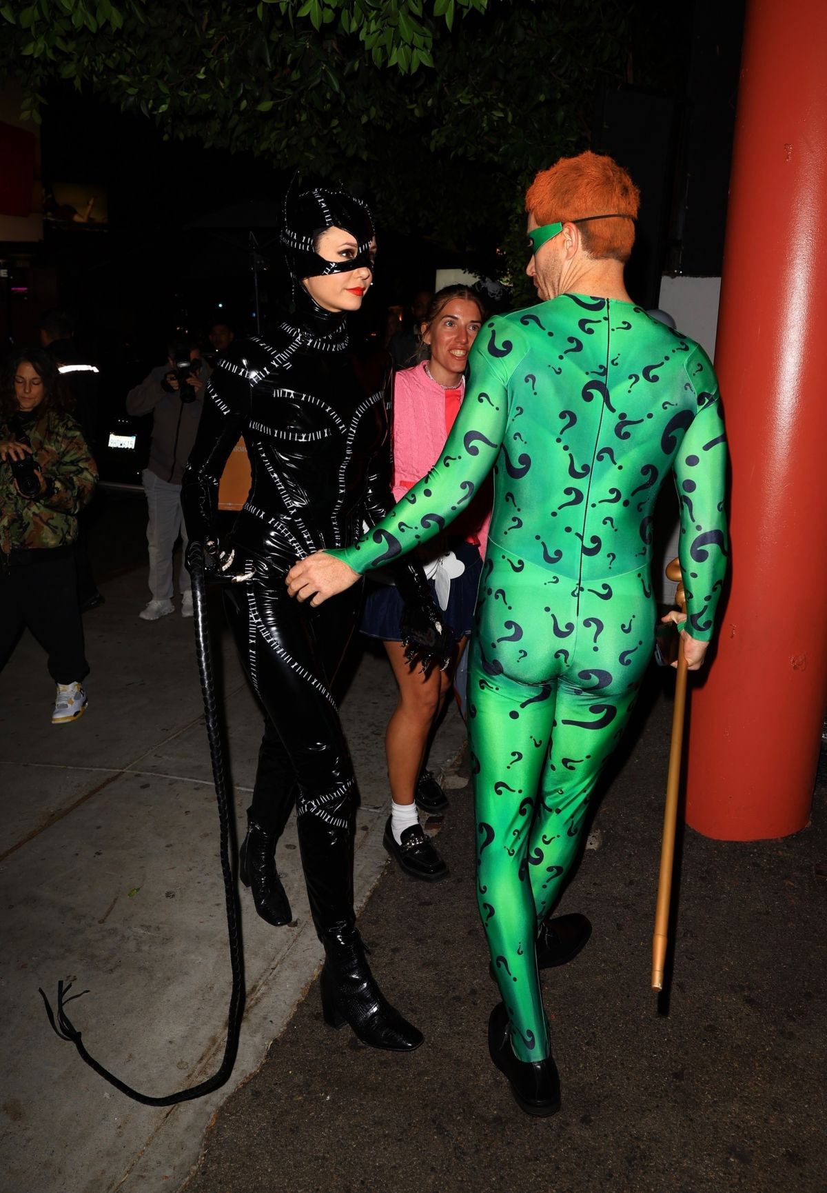 Nina Dobrev and Shaun White as Batman’s Nemesis at Kendall’s Party, Oct 2024