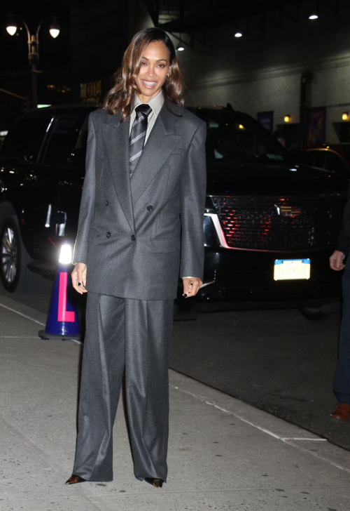 Zoe Saldana Arrives at Late Show with Stephen Colbert in New York, November 2024 1