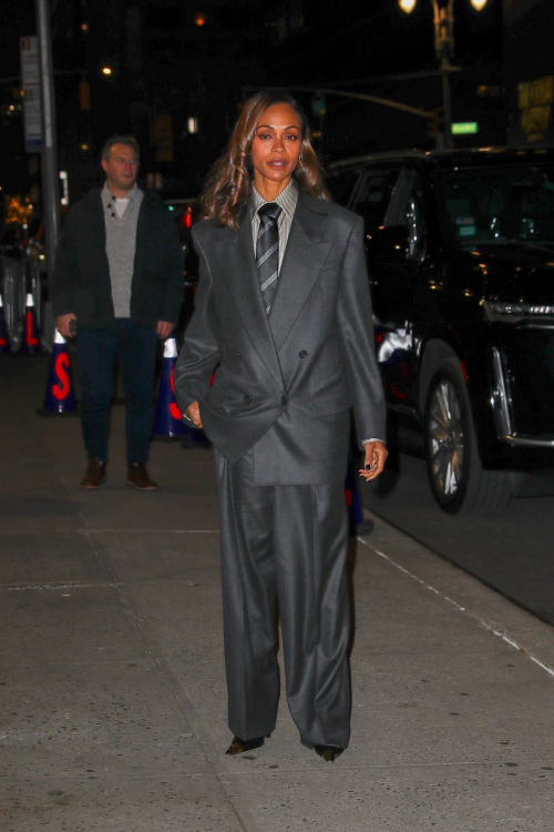 Zoe Saldana Arrives at Late Show with Stephen Colbert in New York, November 2024 4