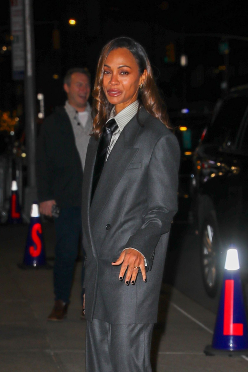 Zoe Saldana Arrives at Late Show with Stephen Colbert in New York, November 2024 5