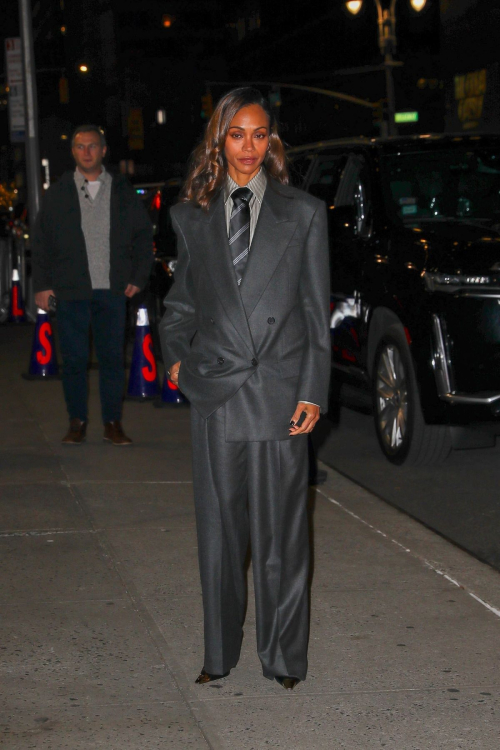 Zoe Saldana Arrives at Late Show with Stephen Colbert in New York, November 2024 6