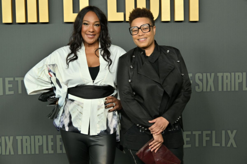 Amber Meshack and Neecole Cockherham at The Six Triple Eight Premiere, December 2024